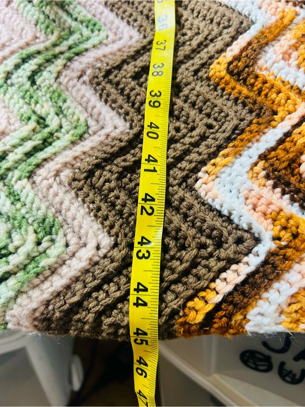 Vintage throw afghan chevron design Multi-colored zigzag crochet blanket